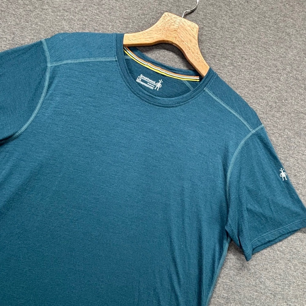 Smartwool Tee Mens L Teal Short Sleeve Crew Lightweight Performance baselayer